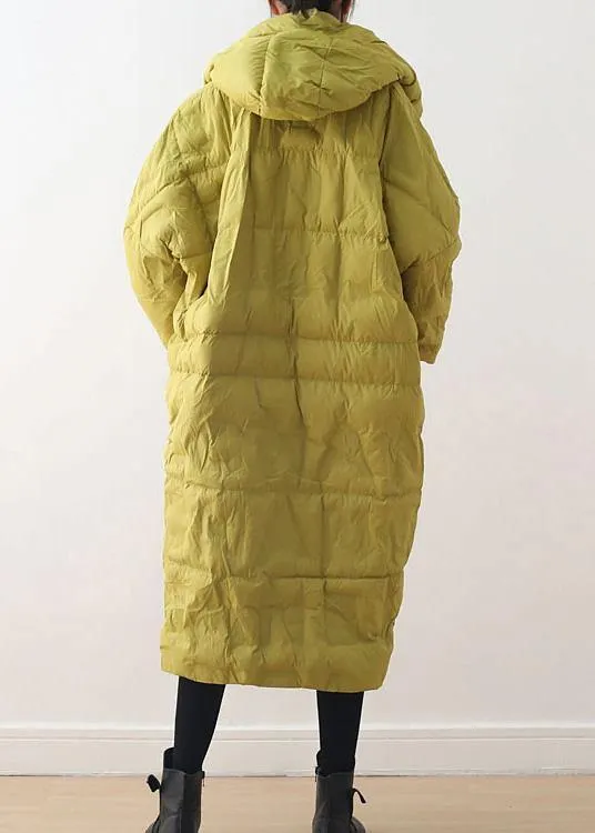 2024 Warm Yellow Down Coat original design literary retro overcoat