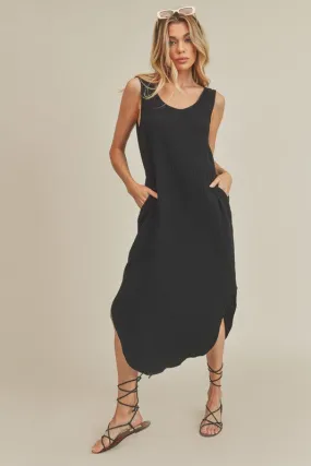 Aemi   Co Round Neck Midi Tank Dress with Pockets