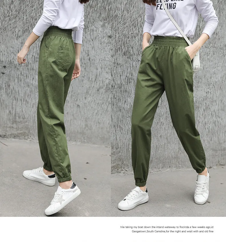 American Cargo Pants Women Loose BF High Waist Jogger Hong Kong Hip-Hop Casual INS Pants