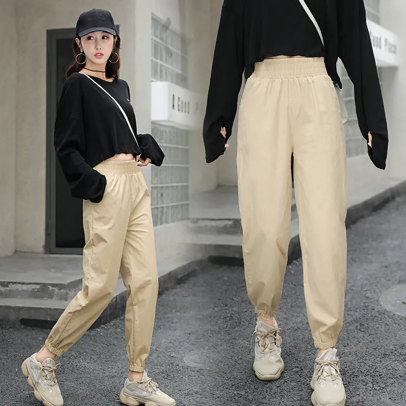 American Cargo Pants Women Loose BF High Waist Jogger Hong Kong Hip-Hop Casual INS Pants