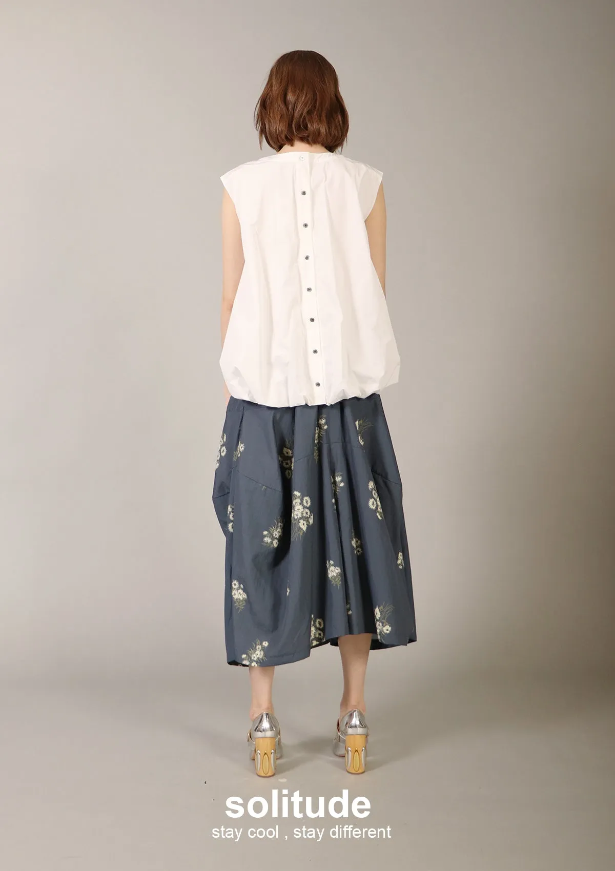 Black Floral Print Nylon Culottes