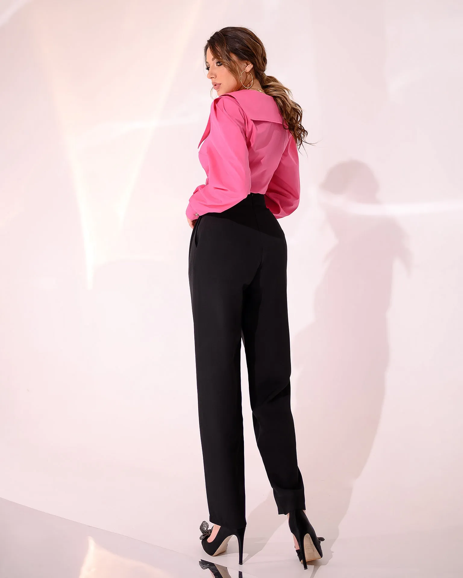 Black High Waisted Regular Fit Pants