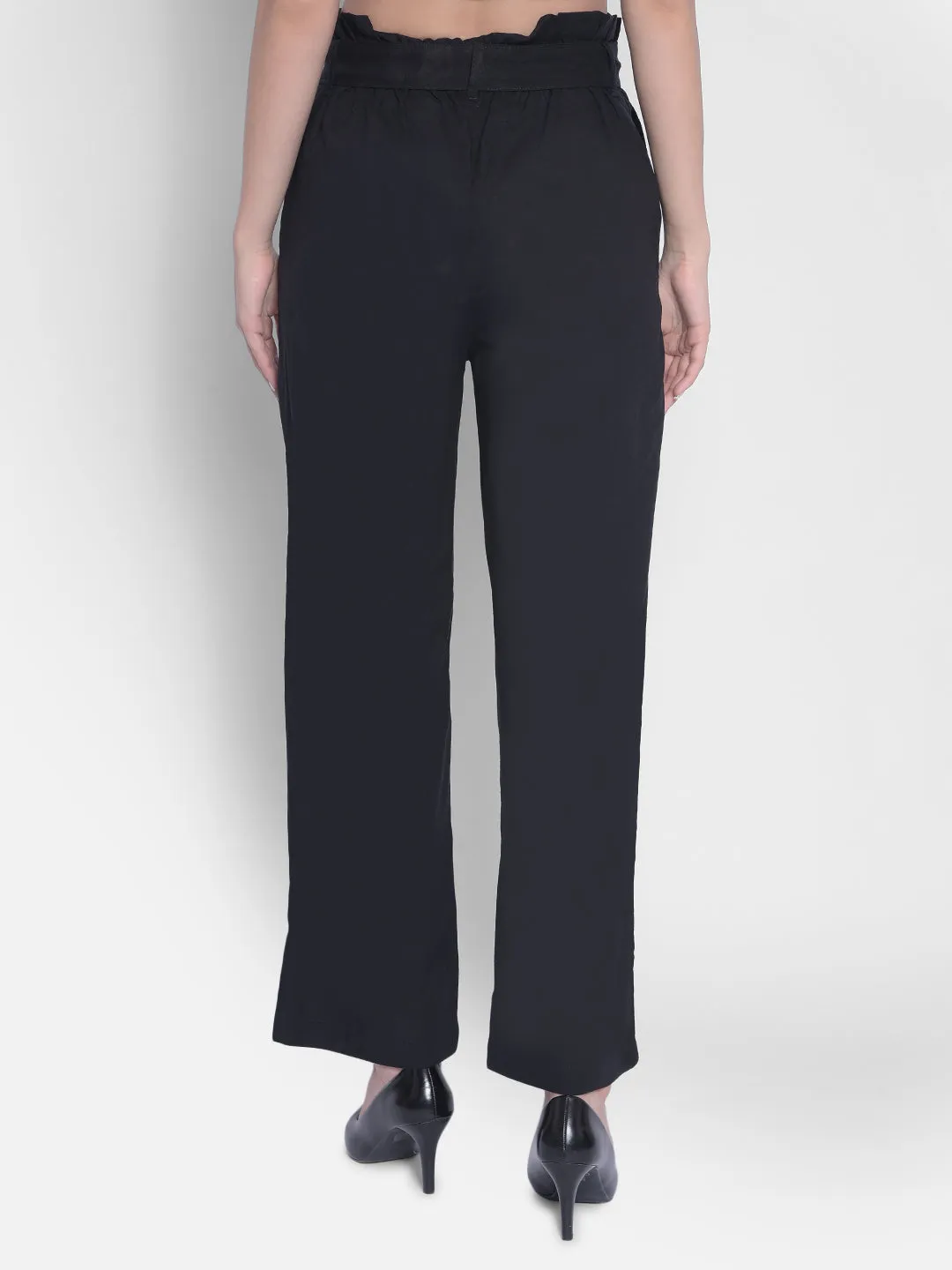 Black Straight Culottes With Belt