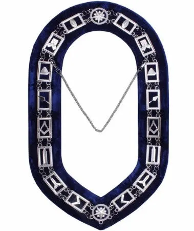 Blue Lodge Working Tools - Chain Collar - Gold/Silver on Blue   Free Case