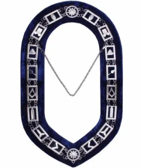 Blue Lodge Working Tools - Chain Collar - Gold/Silver on Blue   Free Case