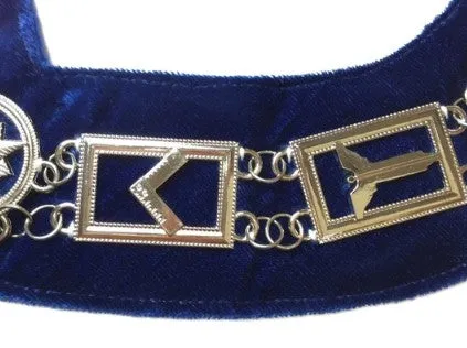 Blue Lodge Working Tools - Chain Collar - Gold/Silver on Blue   Free Case