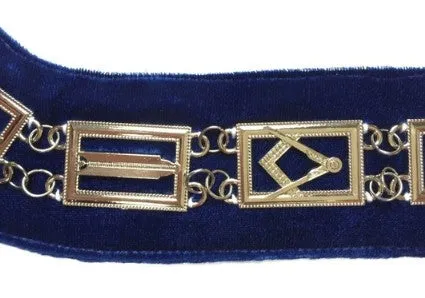Blue Lodge Working Tools - Chain Collar - Gold/Silver on Blue   Free Case