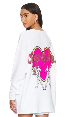 Boys Lie Change Of Heart Thermal Boyfriend Tee in White