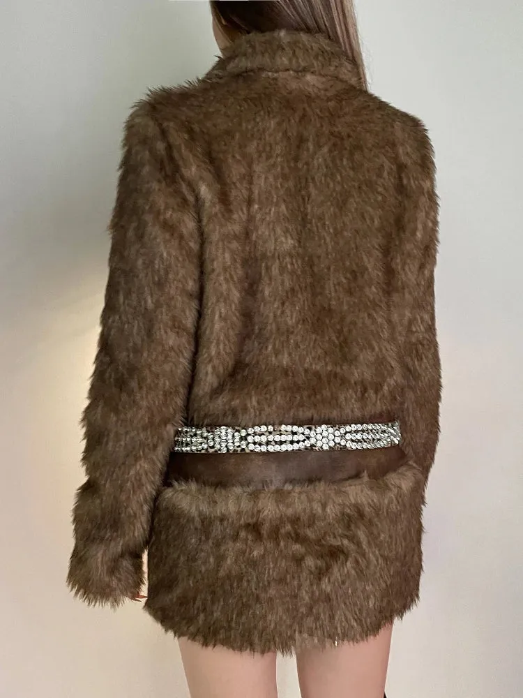 Brown Fur Collar Jacket