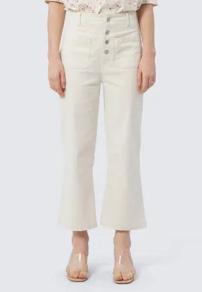 Button Detail High Waist Pants