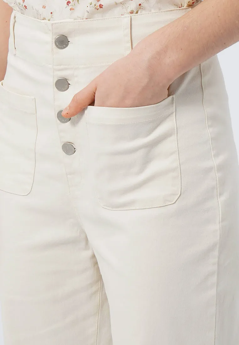 Button Detail High Waist Pants
