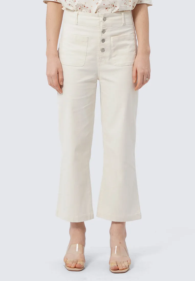 Button Detail High Waist Pants