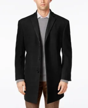 Calvin Klein Mens Slim fit Overcoat Coat 46 L Black Solid