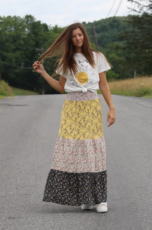 Ces Femme Multi Color Floral Mix Maxi Skirt