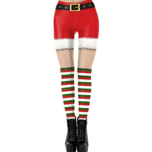 Christmas Leggings Women Sexy High Waist Skinny Leggins Fitness