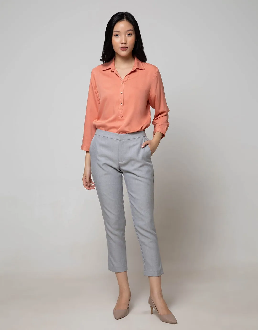 Connexion Chinos Pants Poly Half Elastic With Zipper