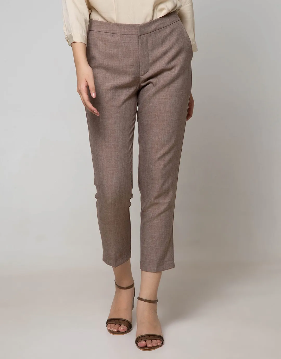 Connexion Chinos Pants Poly Half Elastic With Zipper