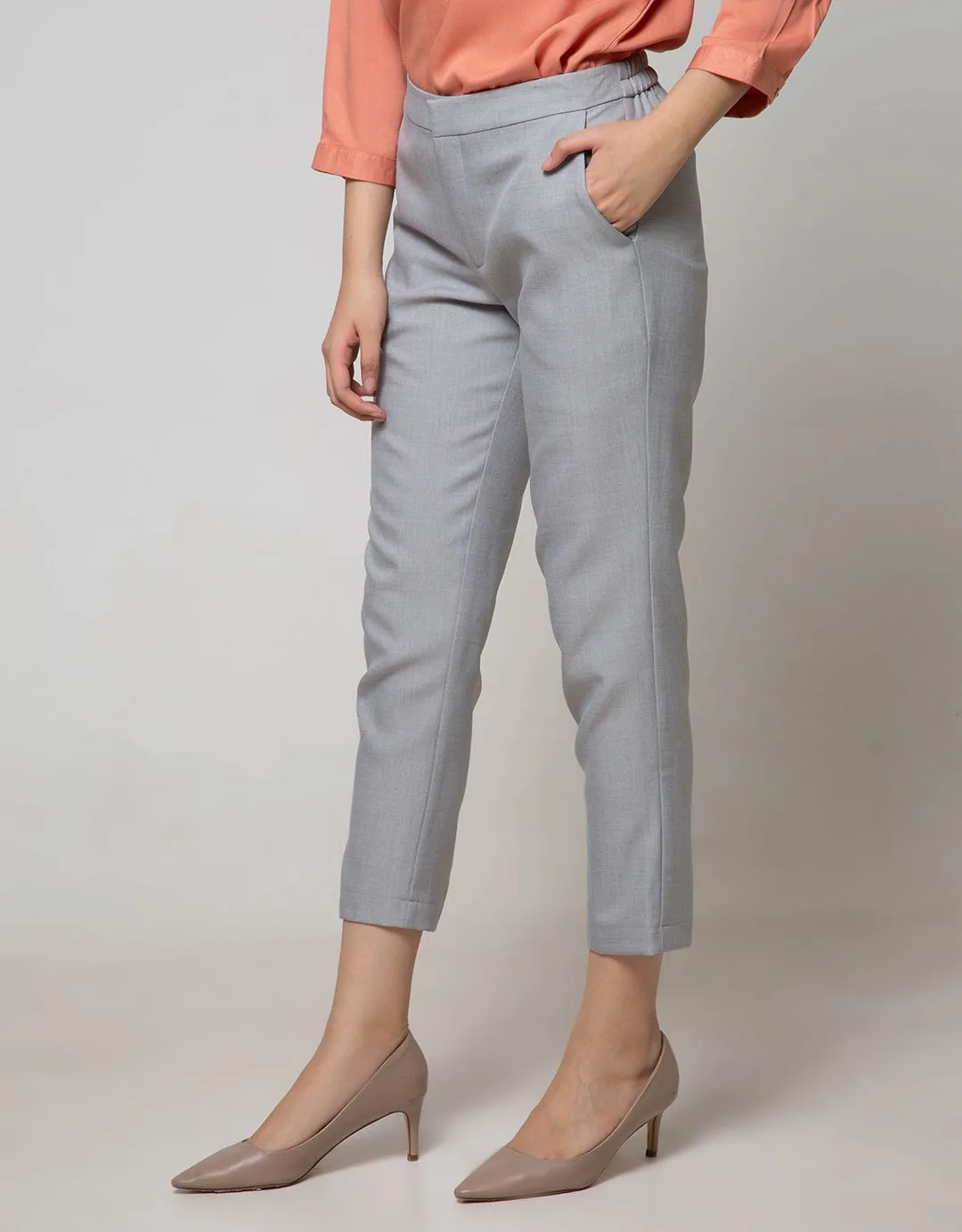 Connexion Chinos Pants Poly Half Elastic With Zipper