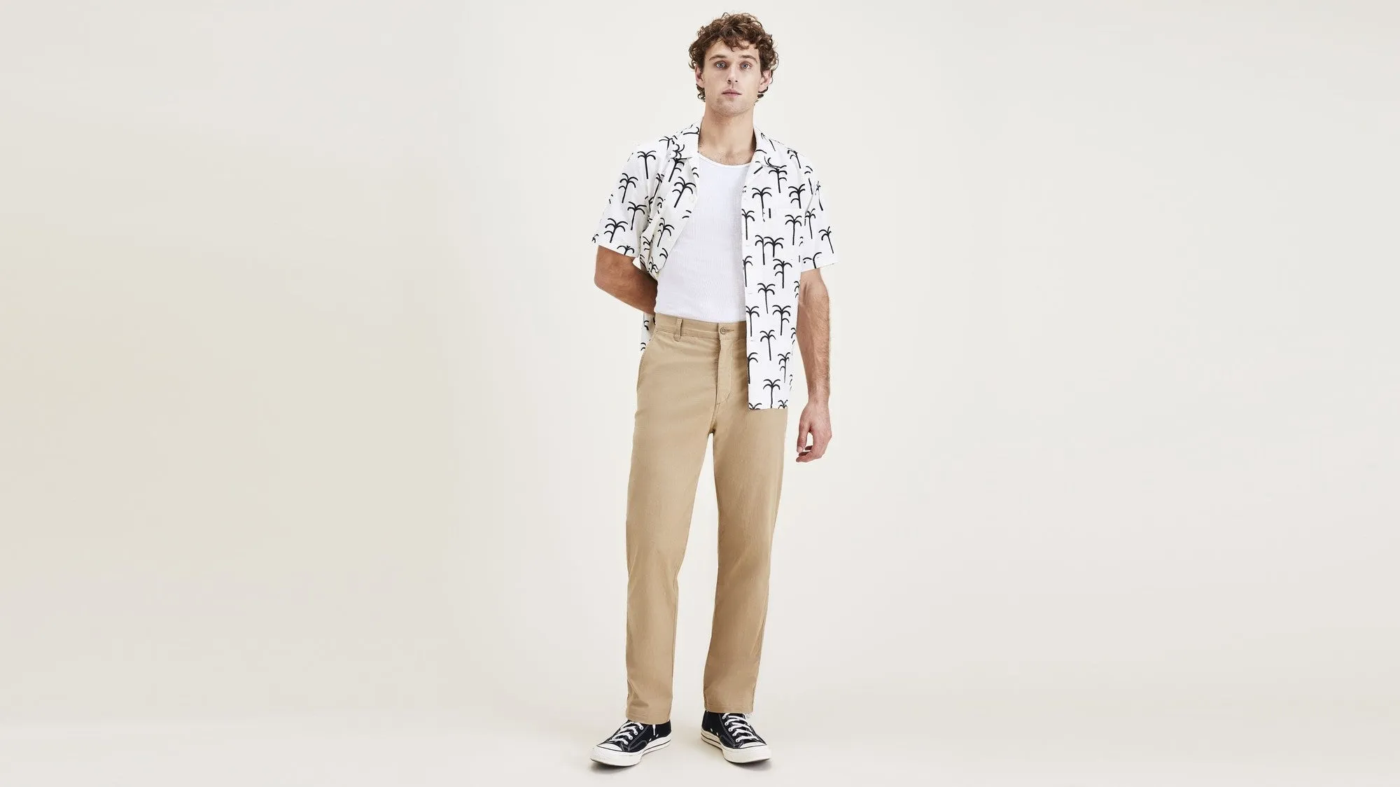 Dockers Men's Straight Fit Smart 360 Linen Blend Chino Pants Beige 34 x 30