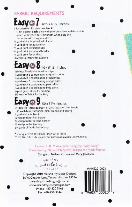 EASY AS 7 8 9 - Me & My Sister Designs Pattern DIGITAL DOWNLOAD