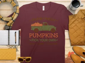 Farm Fresh Pumpkins Shirt,Tank, Sweatshirt and Matching Family Shirts. Perfect for a Fall, Autumn or Thanksgiving Gift
