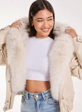Fur Hooded Cropped Utility Jacket