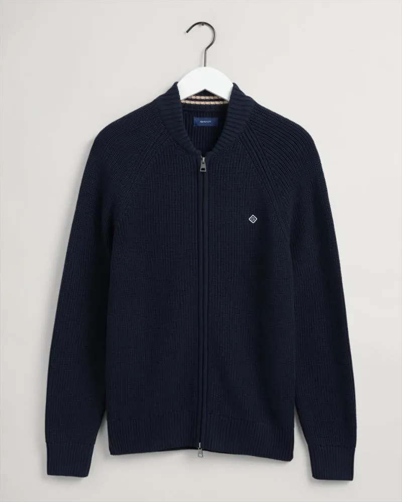 Gant Apparel Mens COTTON RIB FULLZIP 433/EVENING BLUE