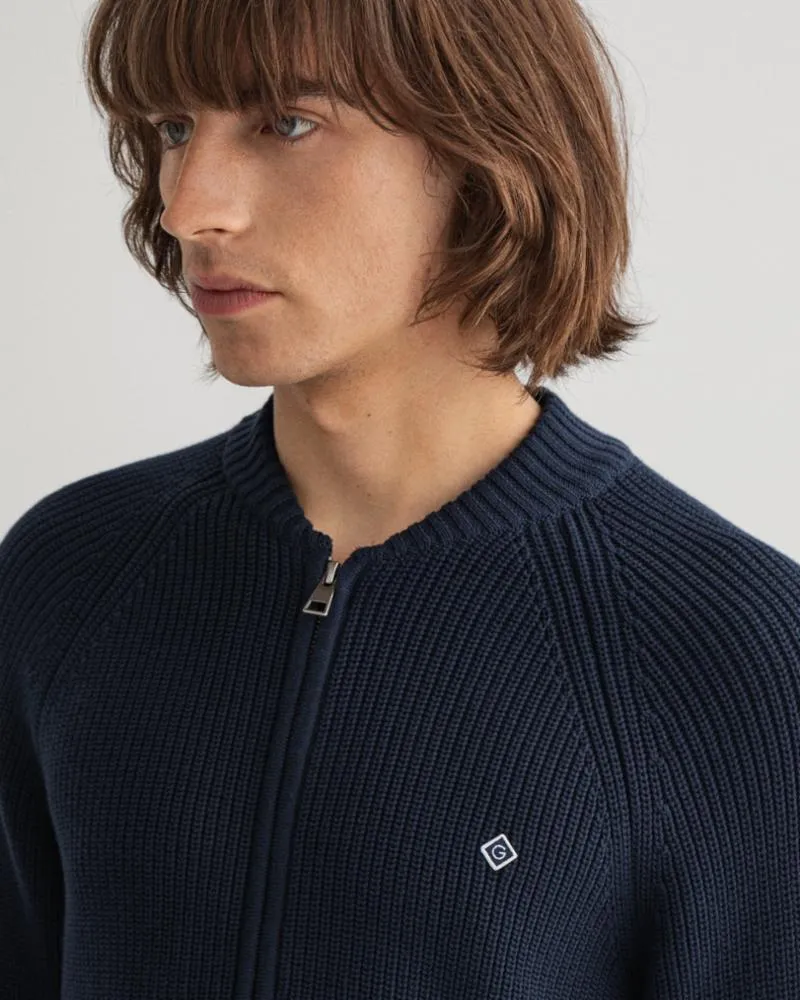 Gant Apparel Mens COTTON RIB FULLZIP 433/EVENING BLUE