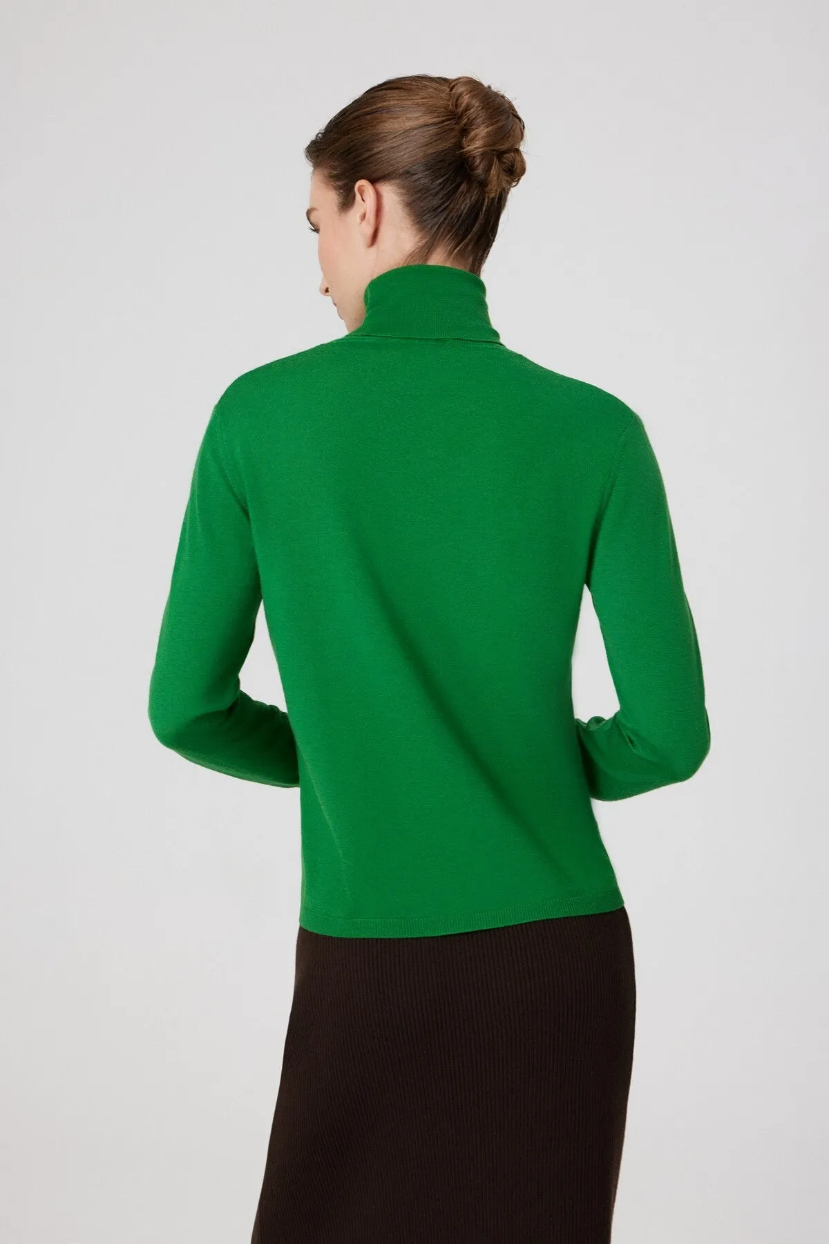 Green Turtleneck Long Sleeve Sweater