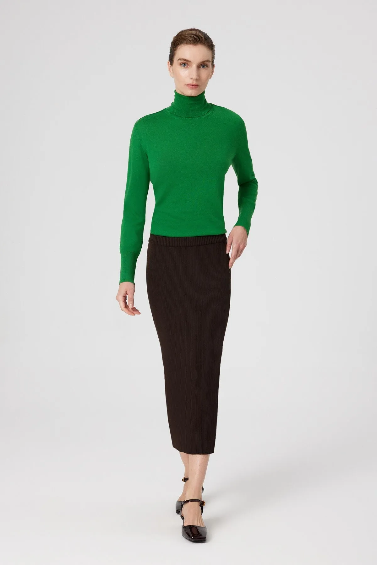 Green Turtleneck Long Sleeve Sweater