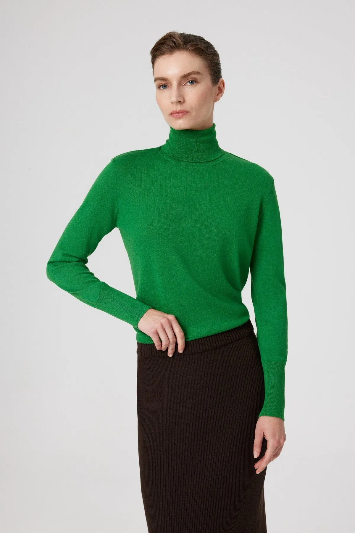 Green Turtleneck Long Sleeve Sweater