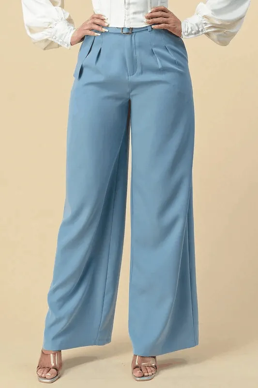 high waist wide leg belted pants