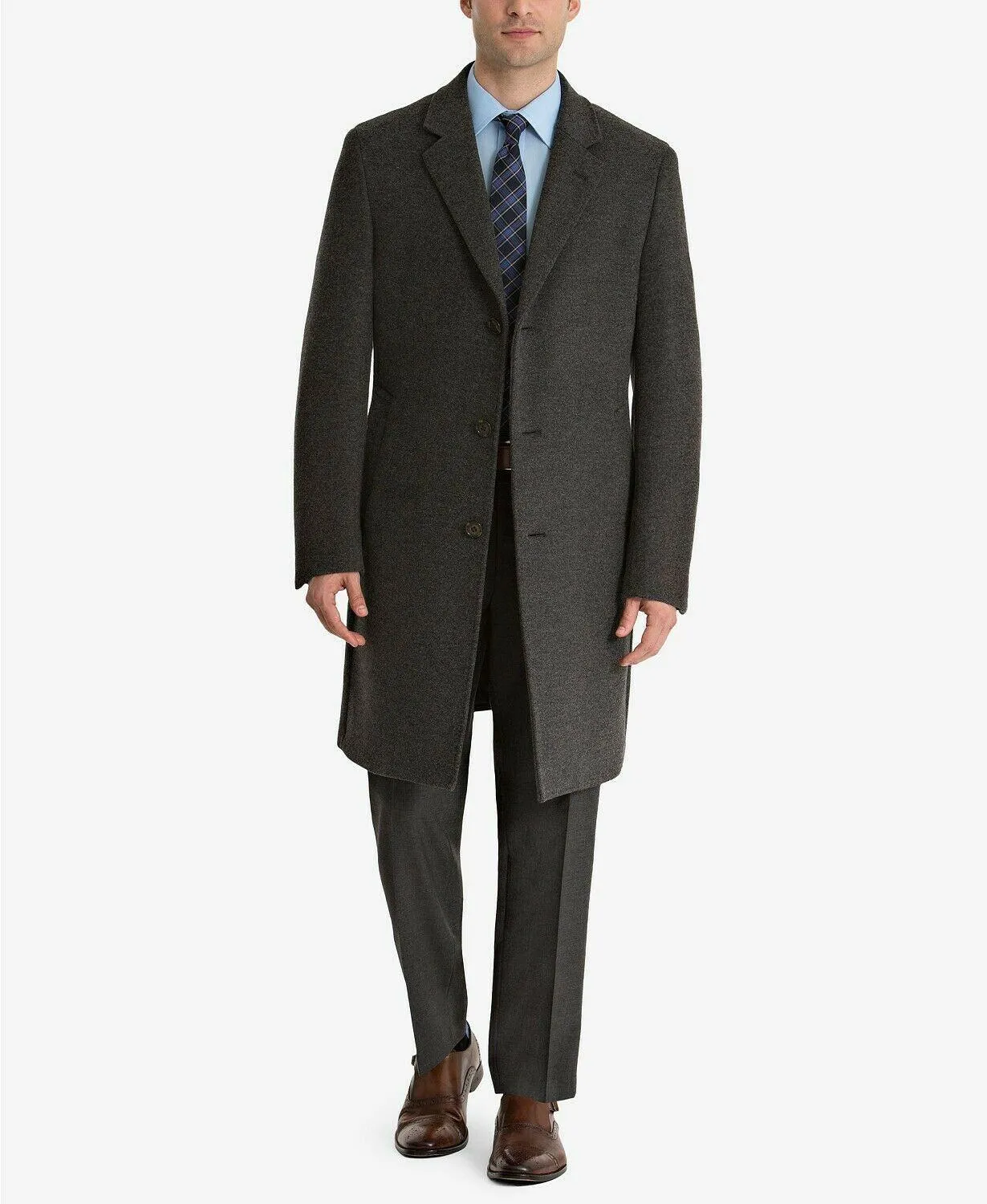 Lauren Ralph Lauren Mens Classic fit Overcoat Coat 46 R Charcoal Grey Solid