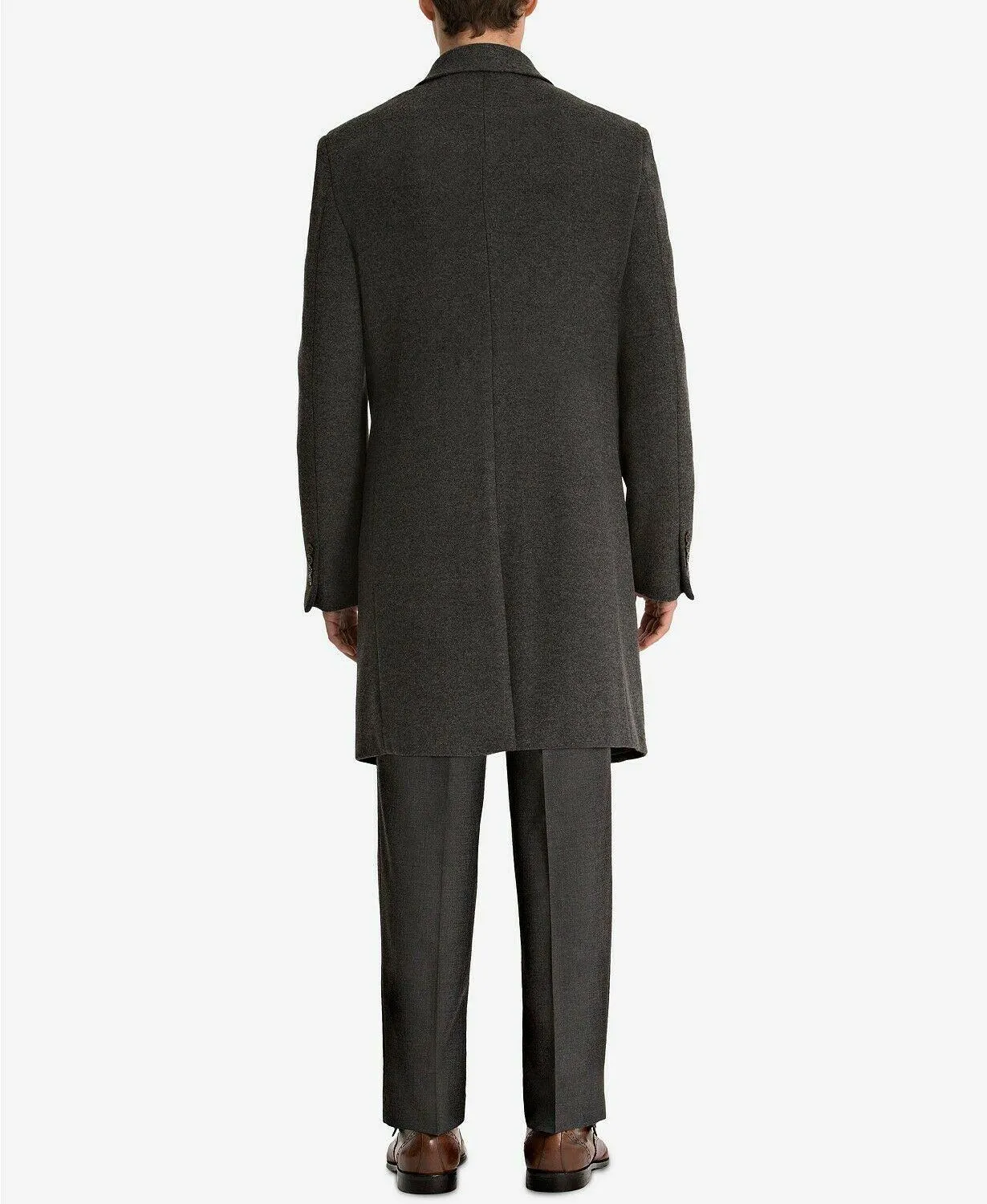 Lauren Ralph Lauren Mens Classic fit Overcoat Coat 46 R Charcoal Grey Solid