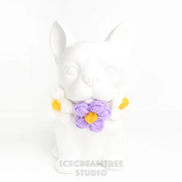 Lavender Puffy Daisy Necklace - Elastic Pet Collar