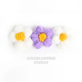 Lavender Puffy Daisy Necklace - Elastic Pet Collar