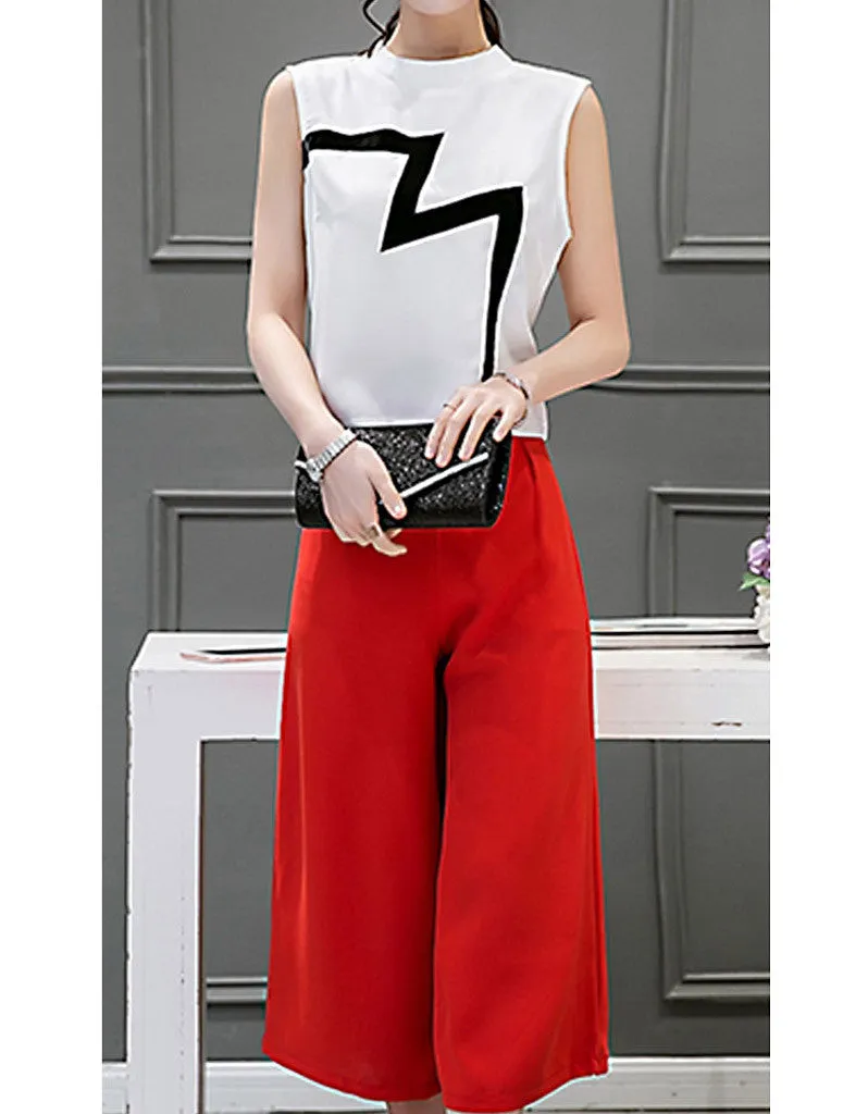 Lightning sleeveless top with mid-length culottes (More colours)