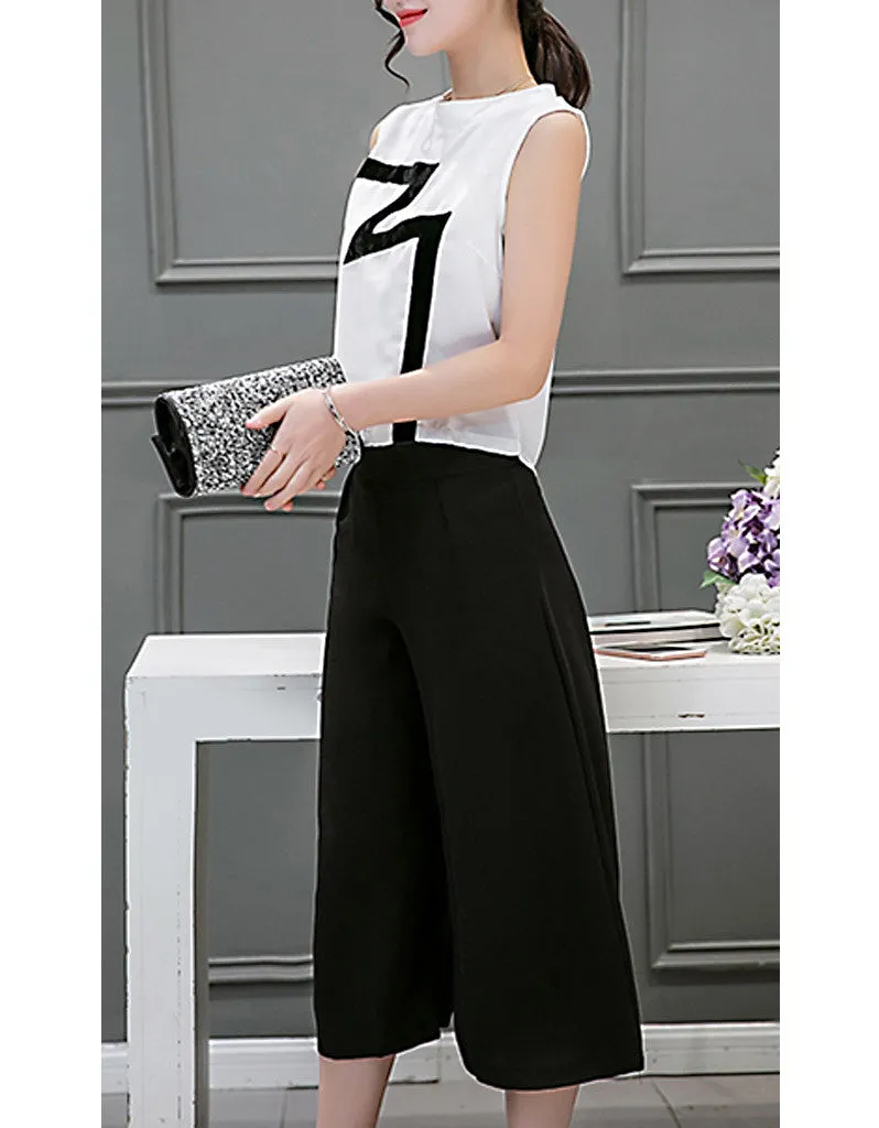 Lightning sleeveless top with mid-length culottes (More colours)