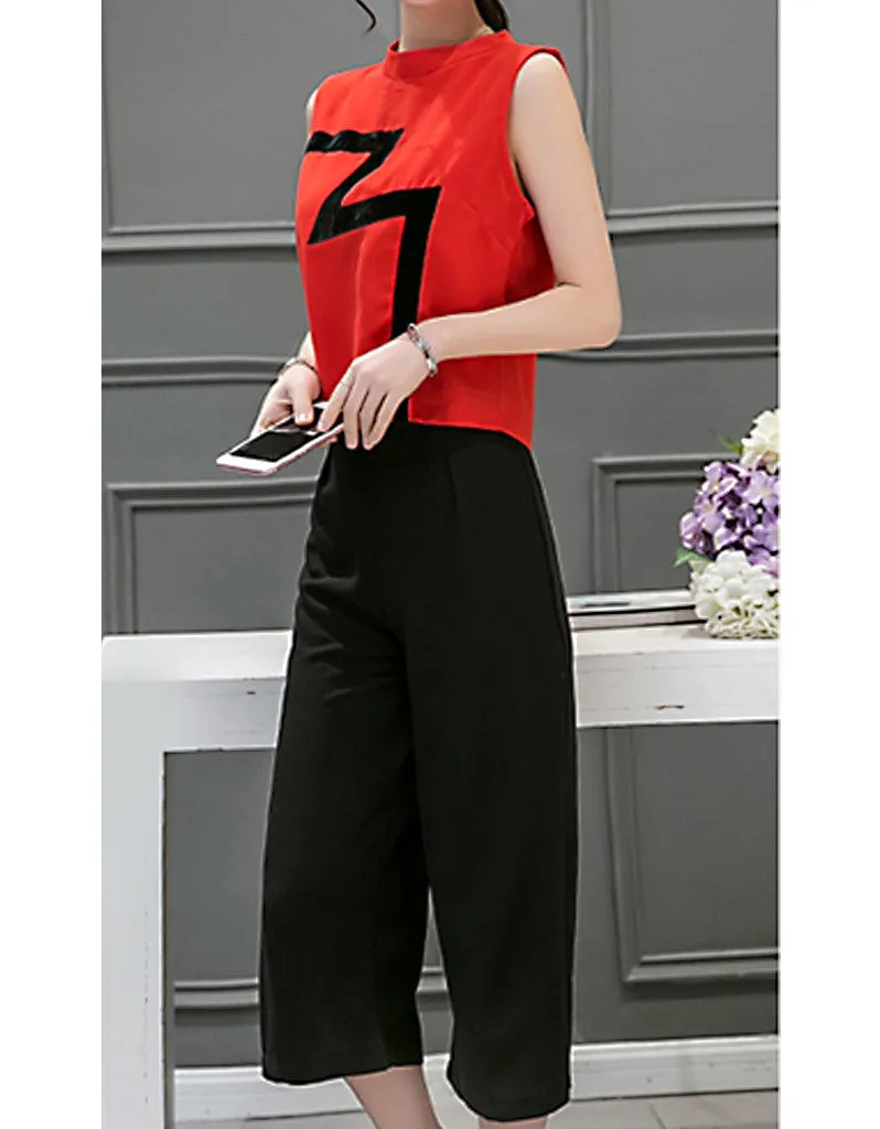 Lightning sleeveless top with mid-length culottes (More colours)