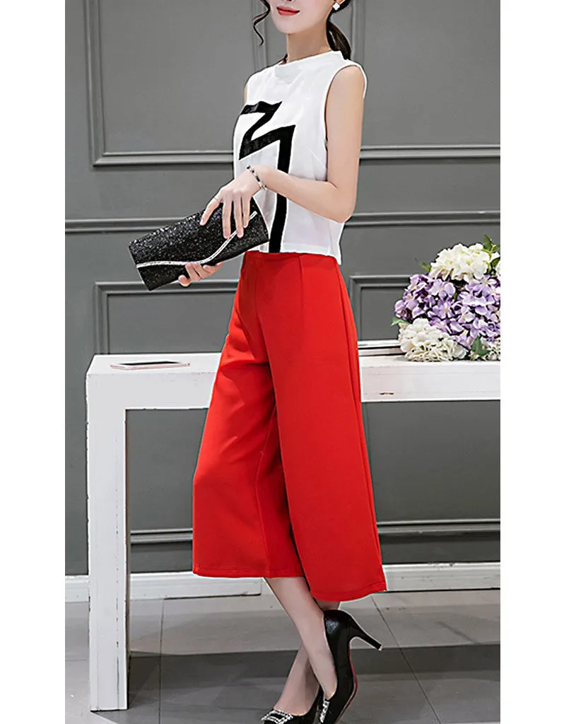 Lightning sleeveless top with mid-length culottes (More colours)