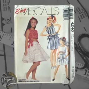 McCall's 4246 Girls' Two Piece Dress (Top, Skirt, Culottes) Pattern - Size 7-8-10