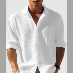 Men's Full Size Collared Neck Button Down Long Sleeve Shirt Plus Size