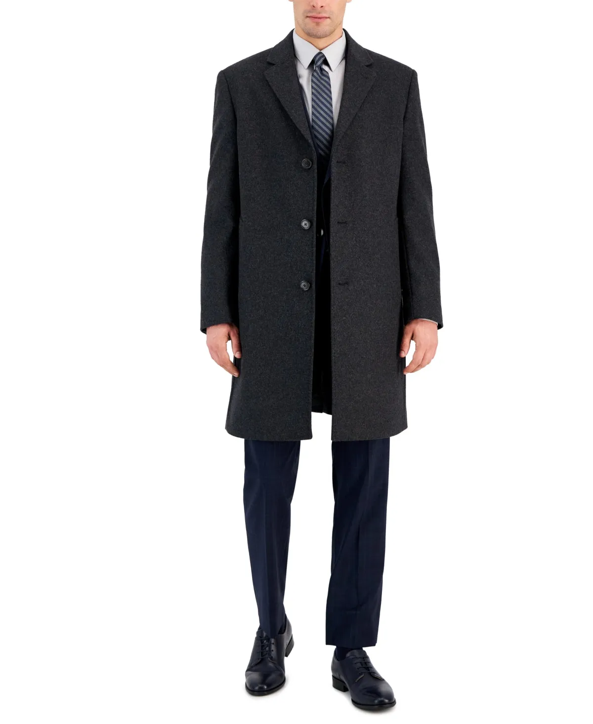 Michael Kors Mens Classic fit Overcoat Coat 48 R Charcoal Grey Solid