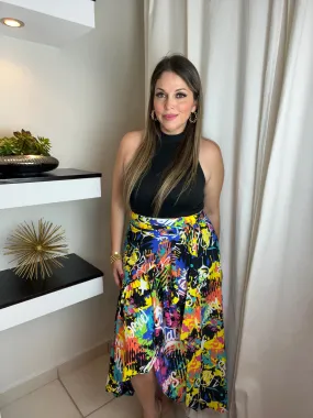 Multi Print Wrap Maxi Skirt