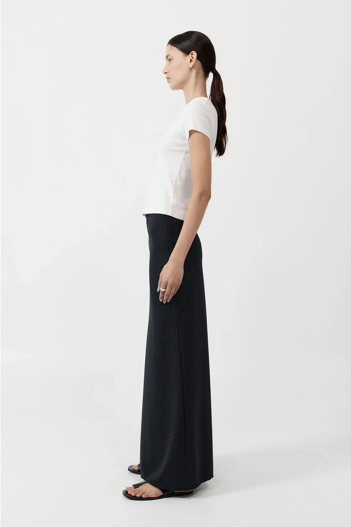 Pinstripe Maxi Skirt - Black