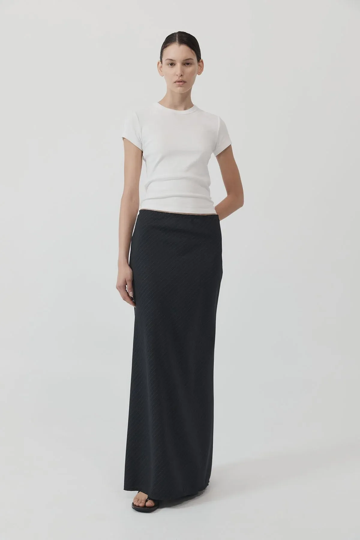 Pinstripe Maxi Skirt - Black