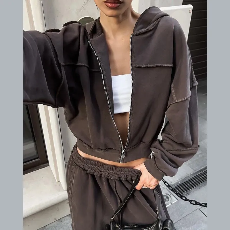 PUSS Street Style Hip-Hop Hoodie & Sweatpants Set for Women, Casual Loose-Fit Tracksuit