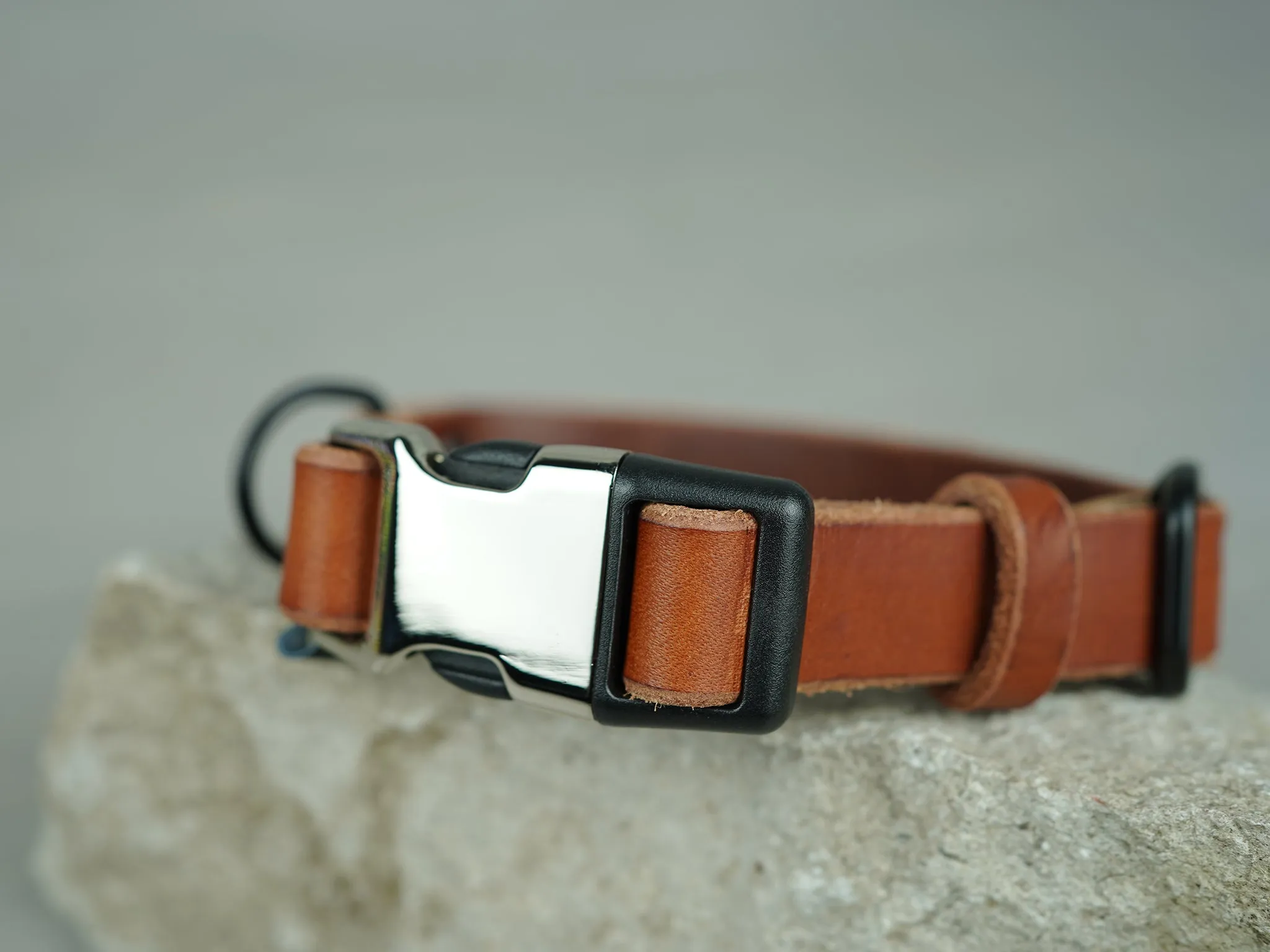 Quick Release Dog Collar in 5 Leather Colors and Hybrid Buckle