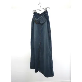 "Retail" Vintage Mudd Mid Wash Maxi Denim Skirt Blue Size 7 W26 Women's