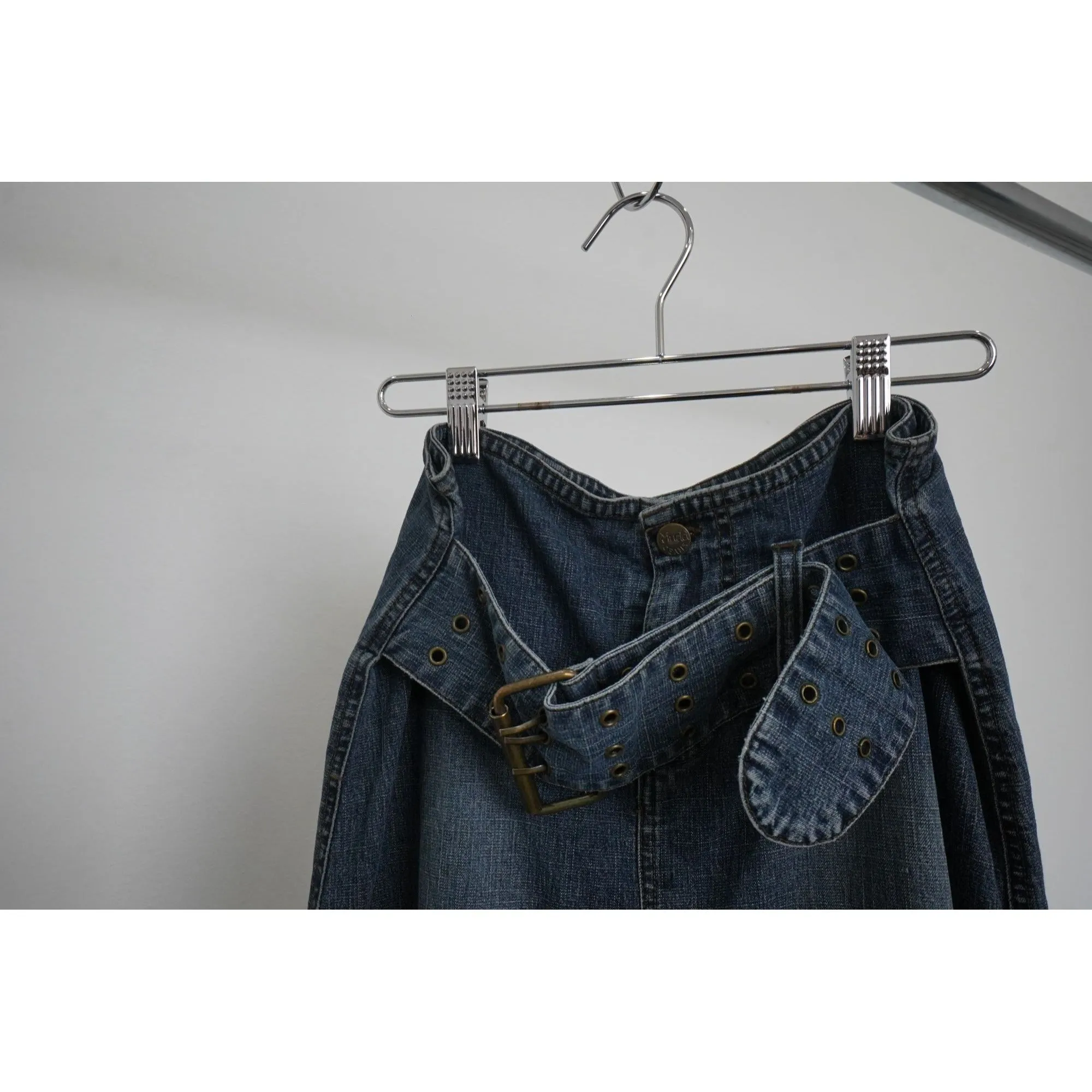 "Retail" Vintage Mudd Mid Wash Maxi Denim Skirt Blue Size 7 W26 Women's